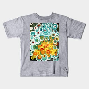 Turquoise Orange Yellow Swirl Abstract Art Kids T-Shirt